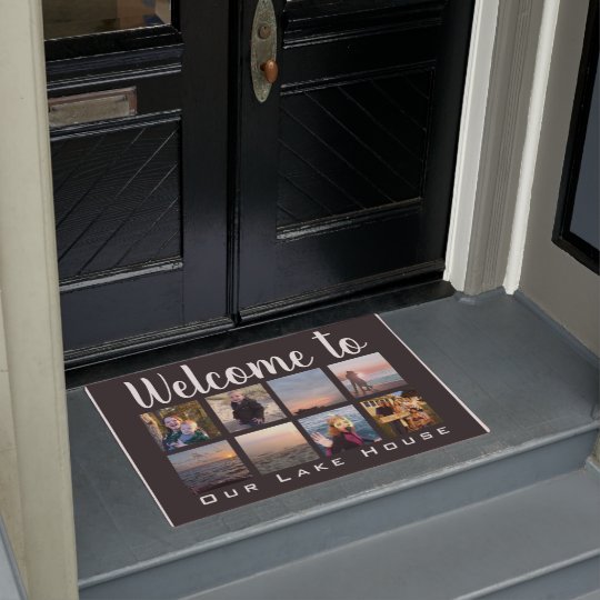 Welcome To Our Lake House Typography Photos Doormat