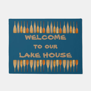 Welcome to our Lake House with Wooden Oars Border Doormat