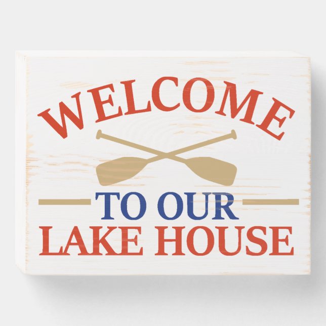 Welcome to our Lake House Wooden Box Sign (Front Horizontal)