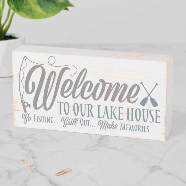 Welcome to Our Lake House Wooden Box Sign (In Situ Horizontal)