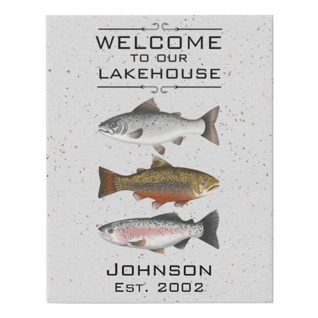 Welcome to Our Lakehouse Faux Canvas Print (Front)