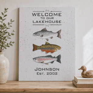 Welcome to Our Lakehouse Faux Canvas Print