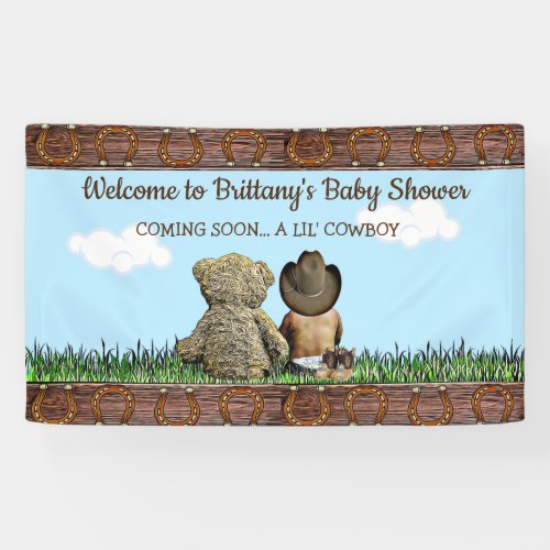 Welcome to Our Lil Cowboy Ethnic Baby Boy Banner