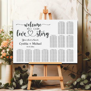 Welcome to our Love Story 12 Table Wedding Seating Foam Board