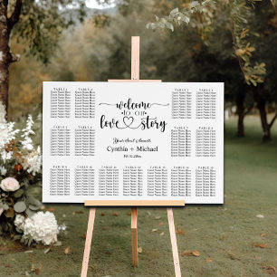 Welcome to our Love Story 15 Table Wedding Seating Foam Board