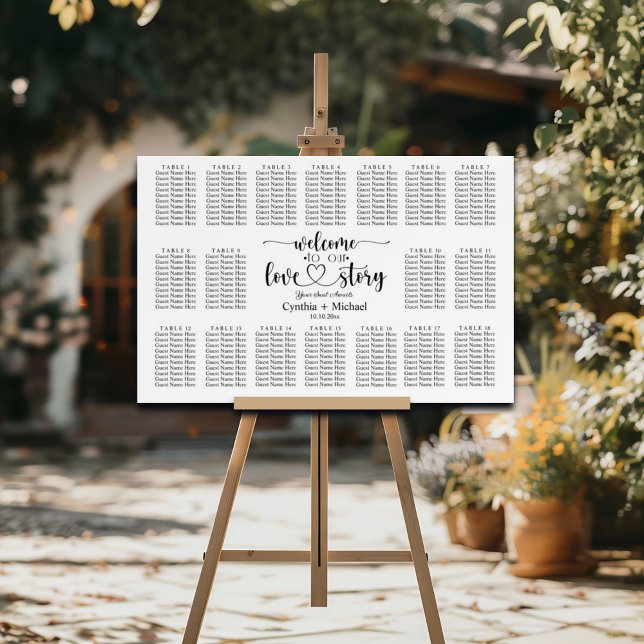 Welcome to our Love Story 18 Table Wedding Seating Foam Board (Creator Uploaded)