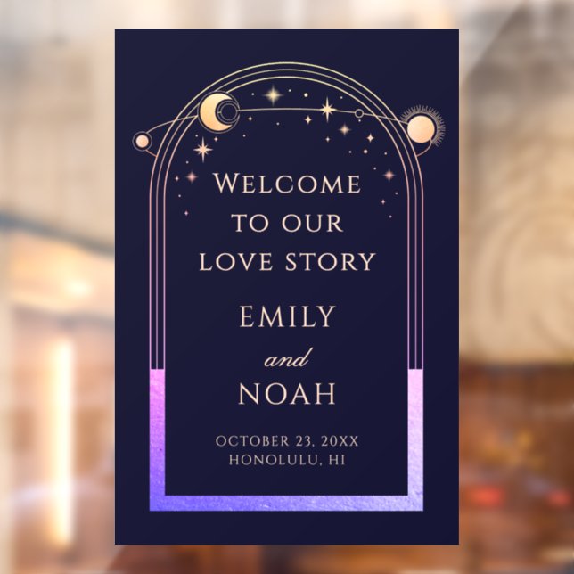 Welcome To Our Love Story Blue Celestial Wedding Window Cling (Sheet 2)