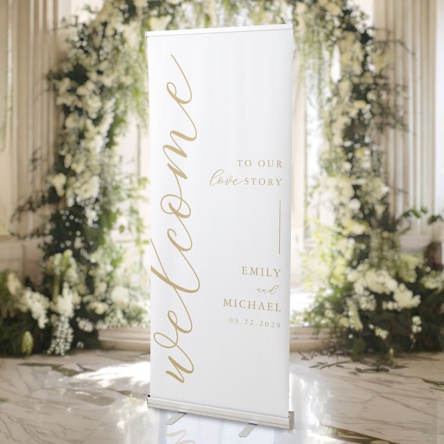 Welcome To Our Love Story Elegant Modern Wedding Retractable Banner (Creator Uploaded)