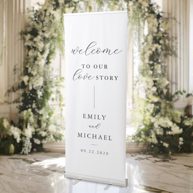 Welcome To Our Love Story Elegant Modern Wedding Retractable Banner (Creator Uploaded)