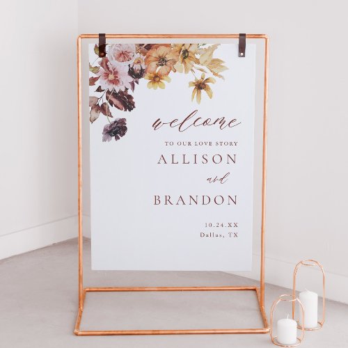 Welcome To Our Love Story Fall Wedding Foam Board