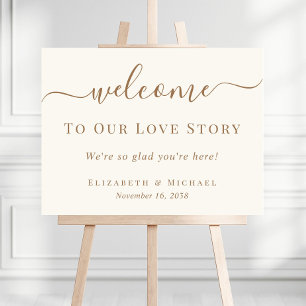 Welcome To Our Love Story Gold Ivory Wedding Foam Board