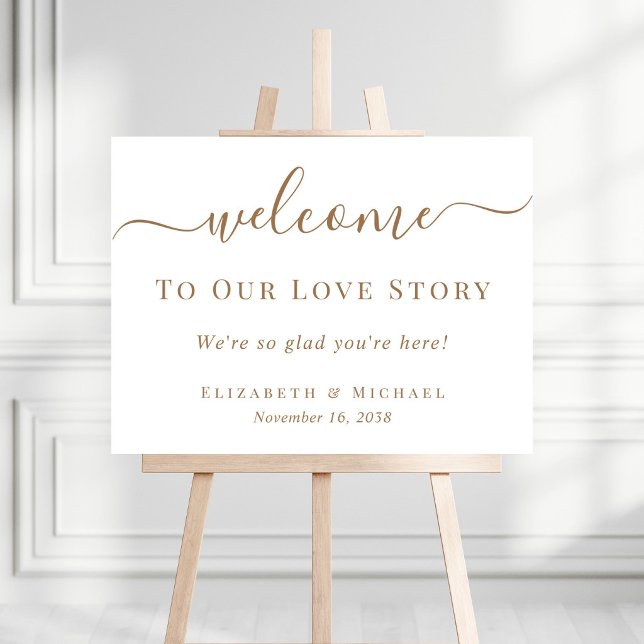 Welcome To Our Love Story Gold Script Wedding Foam Board (Welcome To Our Love Story Gold Script Wedding Foam Board)