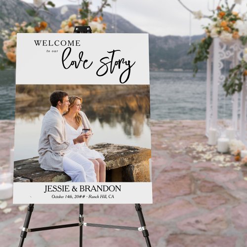 Welcome to our Love Story Horizontal Photo Wedding Foam Board