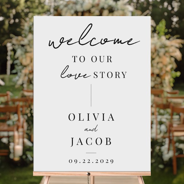 Welcome To Our Love Story Modern Wedding Foam Board (Creator Uploaded)
