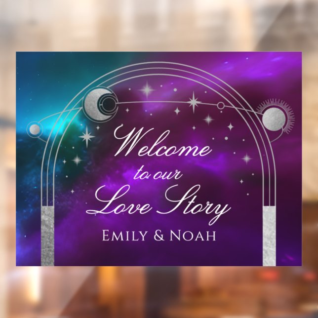 Welcome To Our Love Story Purple Teal Celestial Window Cling (Sheet 2)