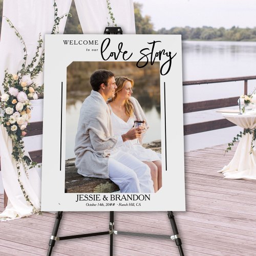 Welcome to our Love Story Vertical Photo Wedding Foam Board