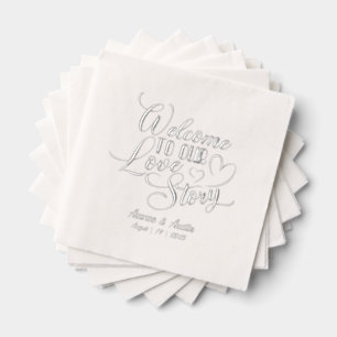 Welcome To Our Love Story Wedding Foil Napkins
