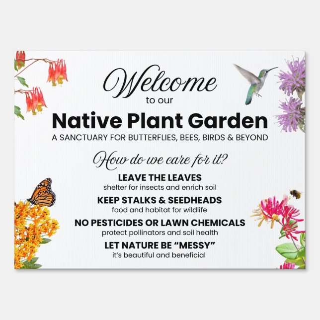 Welcome to Our Native Plant Garden Lawn Sign (Front)