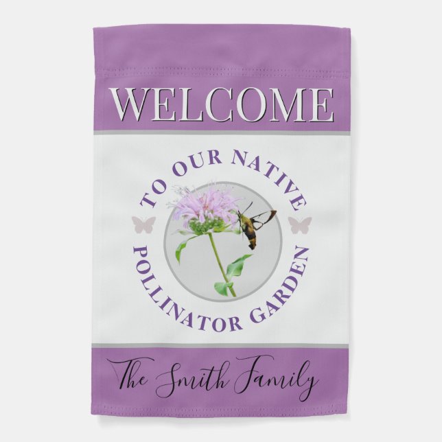 Welcome To Our Native Pollinator Garden Garden Flag (Front)