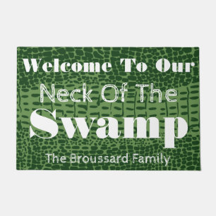 Welcome To Our Neck of The Swamp Gator Family Name Doormat
