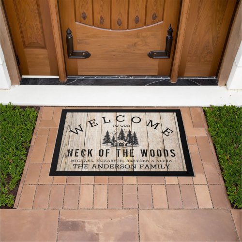 Welcome to our Neck of the Woods Cabin Family  Doormat