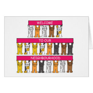 Welcome to Our Neighborhood Cartoon Cats Cards