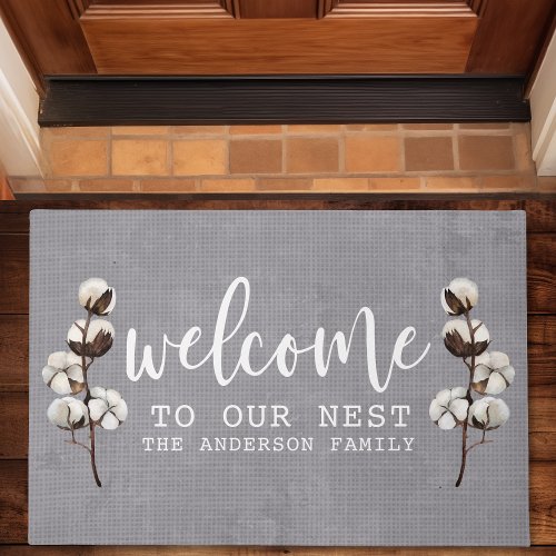 Welcome To Our Nest Rustic Cotton Family Name Doormat