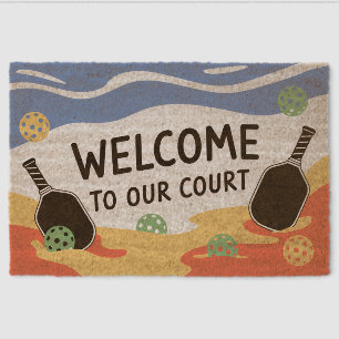 Welcome to Our Ocean View Pickleball Court Fiber Doormat