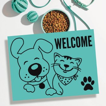 Welcome To Our Office Dog Cat Pets Postcard by WhimsyDoodleShop at Zazzle