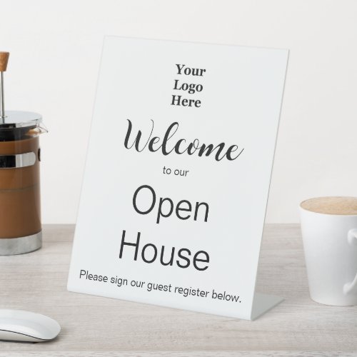 Welcome to our Open House Real Estate Logo Pedestal Sign