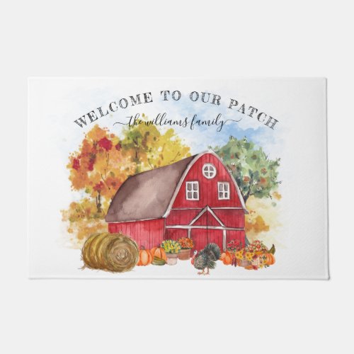 Welcome to our Patch  Autumn Pumpkin Farmhouse Doormat