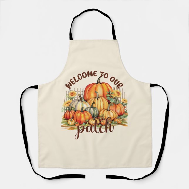 Welcome to Our Patch – Cozy Pumpkin Patch Apron (Front)
