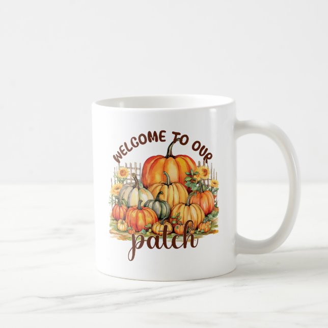 Welcome to Our Patch – Cozy Pumpkin Patch Coffee Mug (Right)