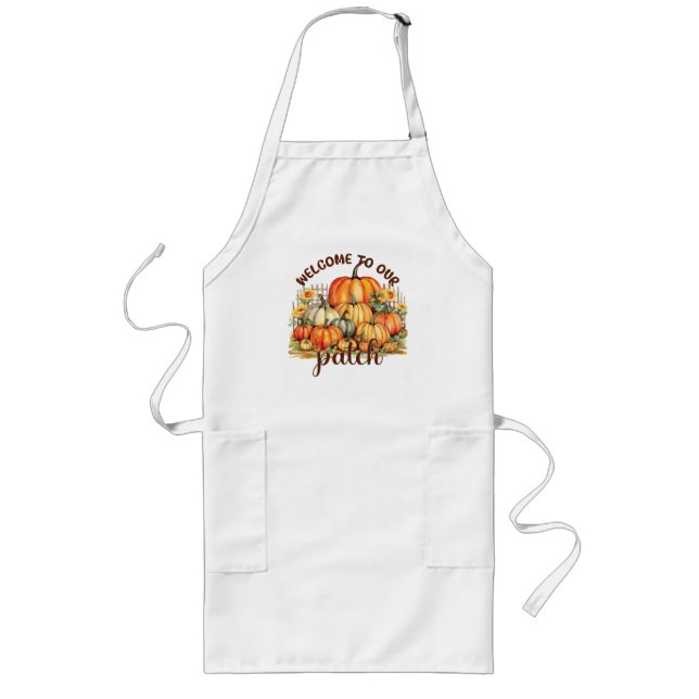 Welcome to Our Patch – Cozy Pumpkin Patch Long Apron (Front)