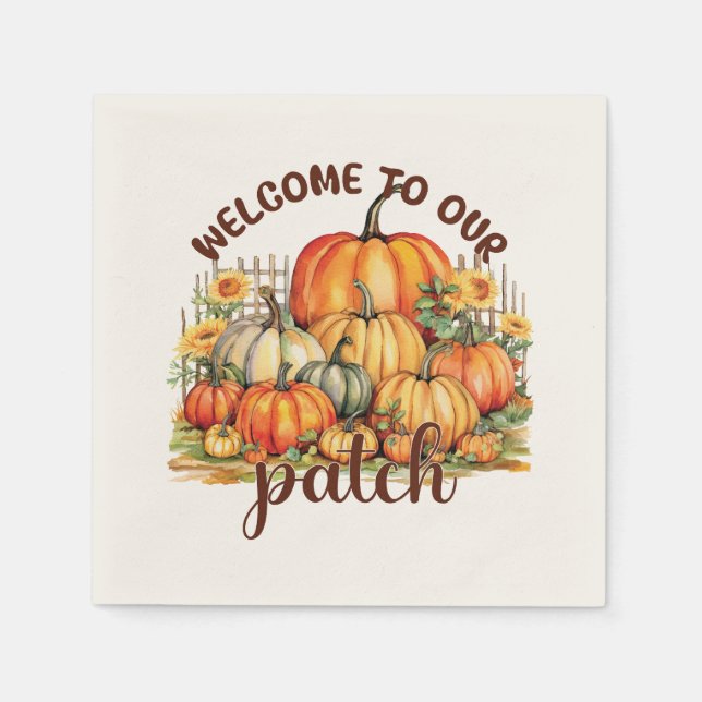Welcome to Our Patch – Cozy Pumpkin Patch Napkins (Front)