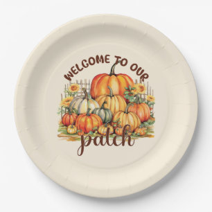 Welcome to Our Patch – Cozy Pumpkin Patch Paper Plates