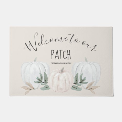 Welcome to our Patch Fall Pumpkins Peach Doormat