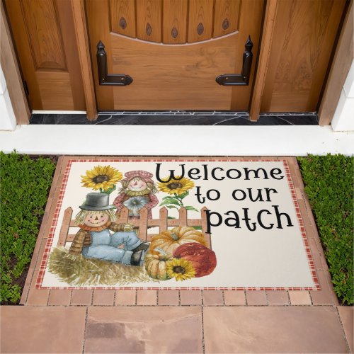 Welcome to Our Patch Fall Watercolor Pumpkins Doormat