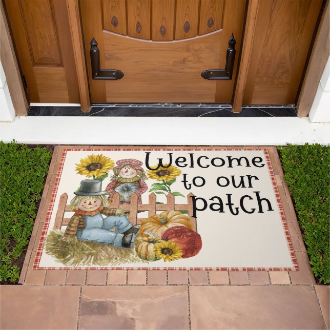 Welcome to Our Patch Fall Watercolor Pumpkins Doormat (Outdoor)