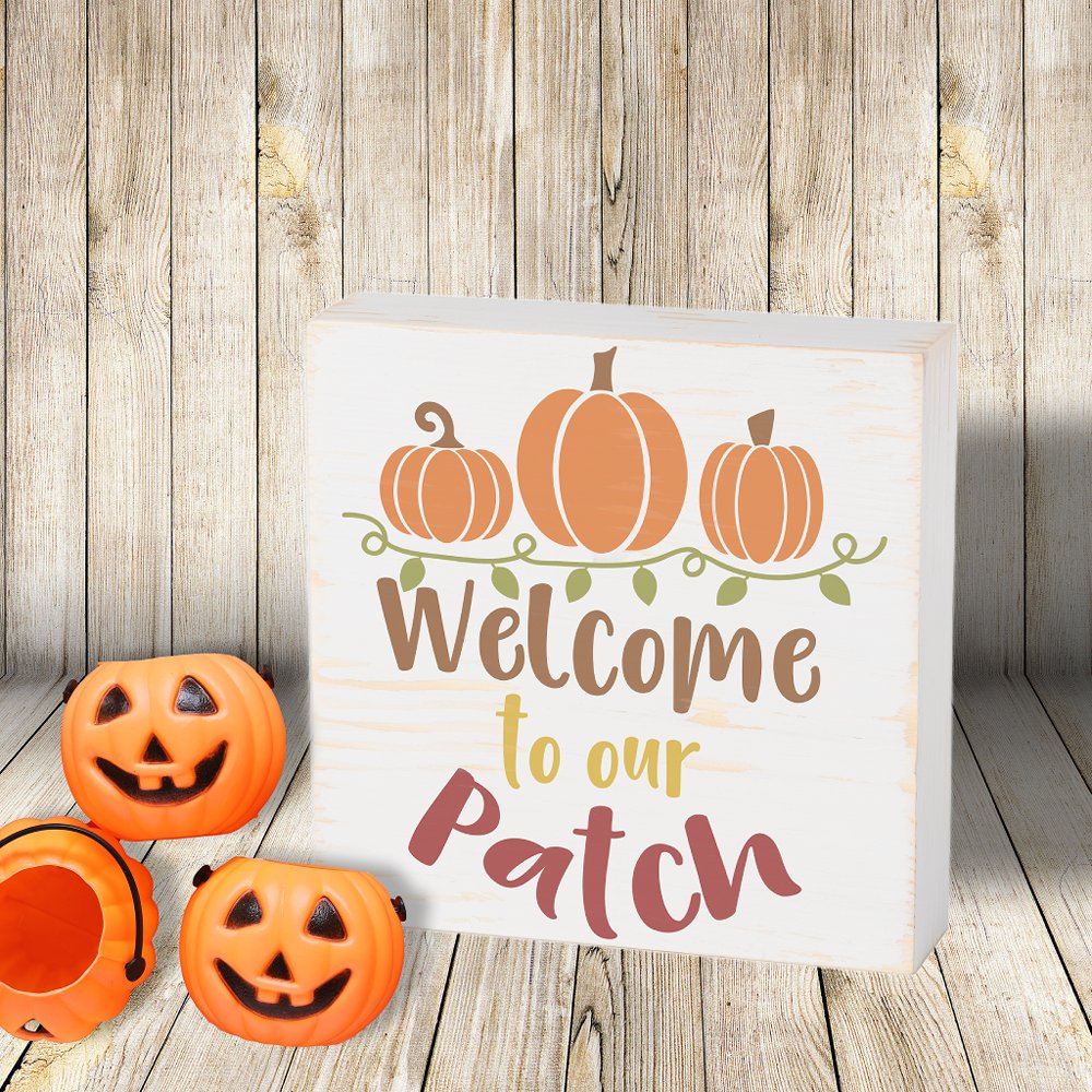 Welcome To Our Patch Hand Painted Fall Decor Wooden Box Sign