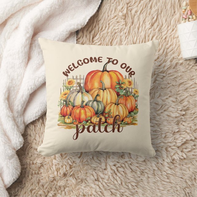 Welcome To Our Patch Throw Pillow (Blanket)