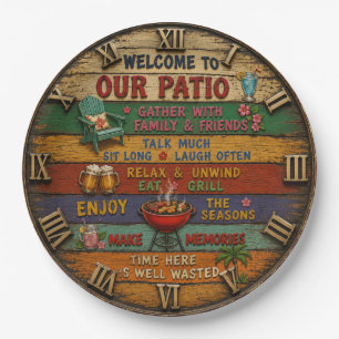 Welcome to Our Patio Backyard BBQ Farmhouse Decor Paper Plates