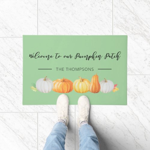 Welcome to our Pumpkin Patch family name Doormat