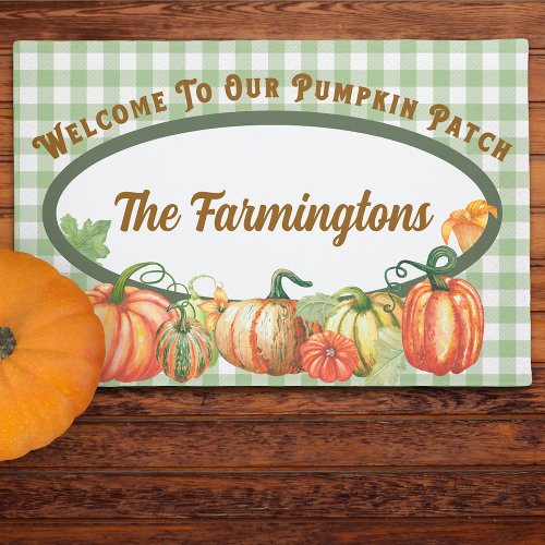 Welcome To Our Pumpkin Patch Family Name Doormat