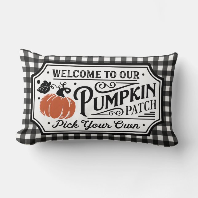 Welcome to our Pumpkin Patch | Farmhouse Lumbar Pillow (Front)