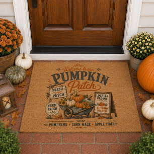 Welcome to Our Pumpkin Patch Rustic Autumn Fiber Doormat