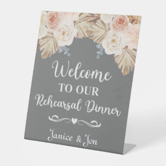 Welcome to Our Rehearsal Dinner Bohemian Wedding Pedestal Sign