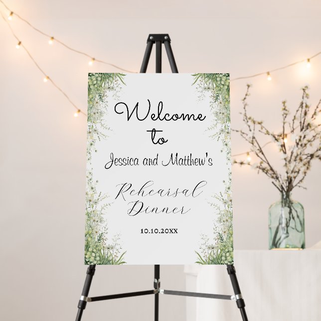 Welcome to our Rehearsal Dinner Dusty Sage Green Foam Board (In Situ (Stand))