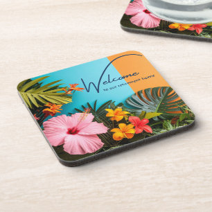 Welcome to our Retirement Home Tropical Themed Beverage Coaster