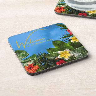 Welcome to our Retirement Home Tropical Themed Beverage Coaster